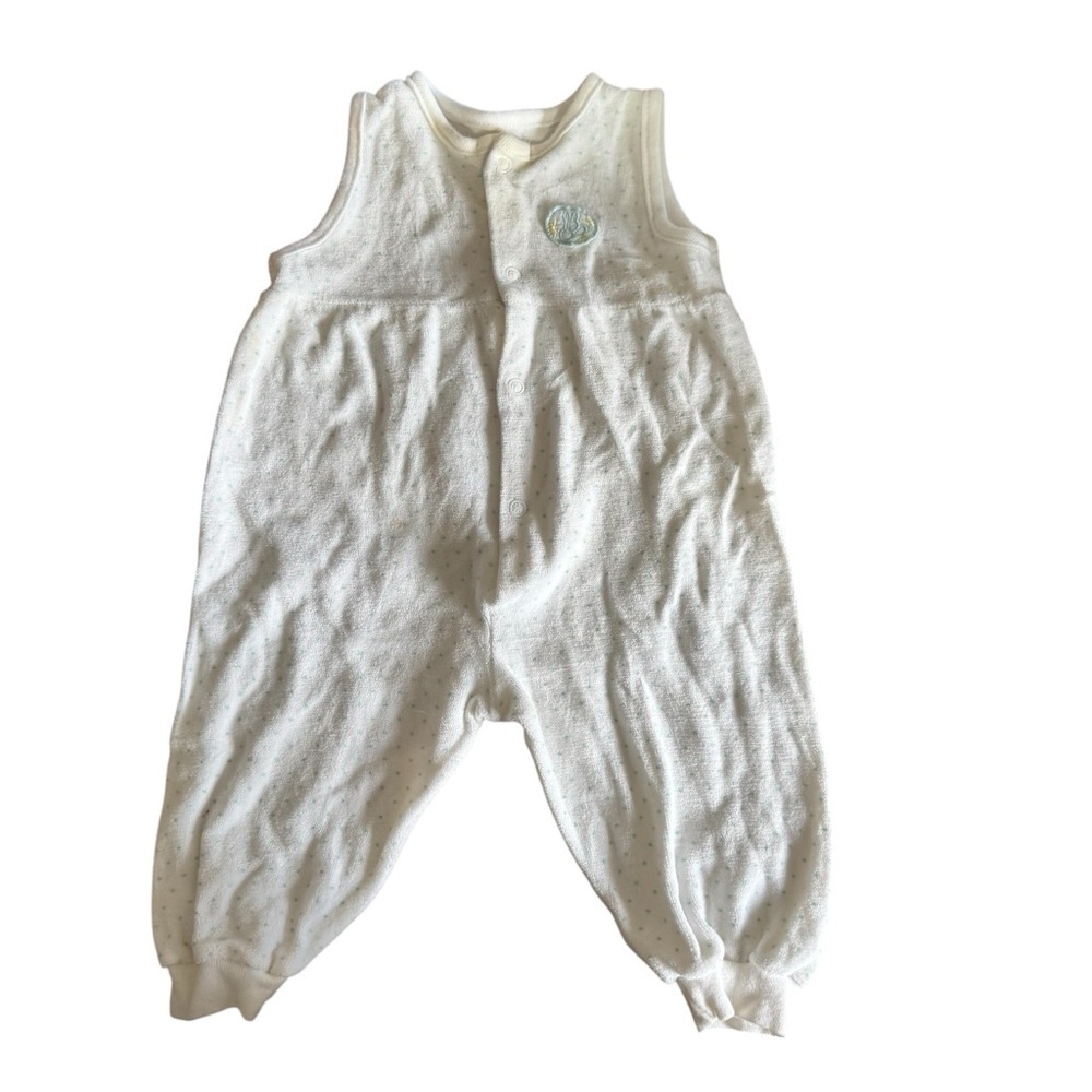 VTG Boots Baby Romper 3-6 Months Bunny Polkadot Sleeveless Button Snaps Easter